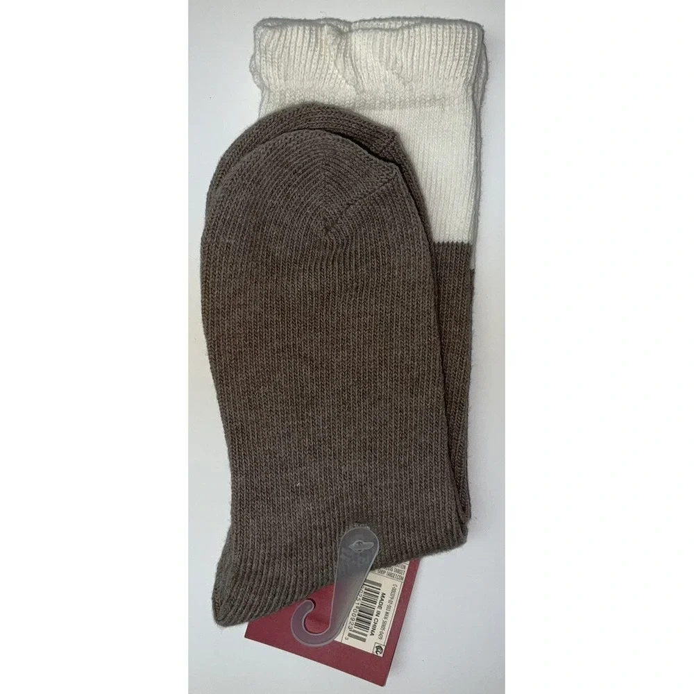 NWT 3 Pairs Merona Women Crew Boot Socks Various Patterns Black Gray Tan Sz 4-10